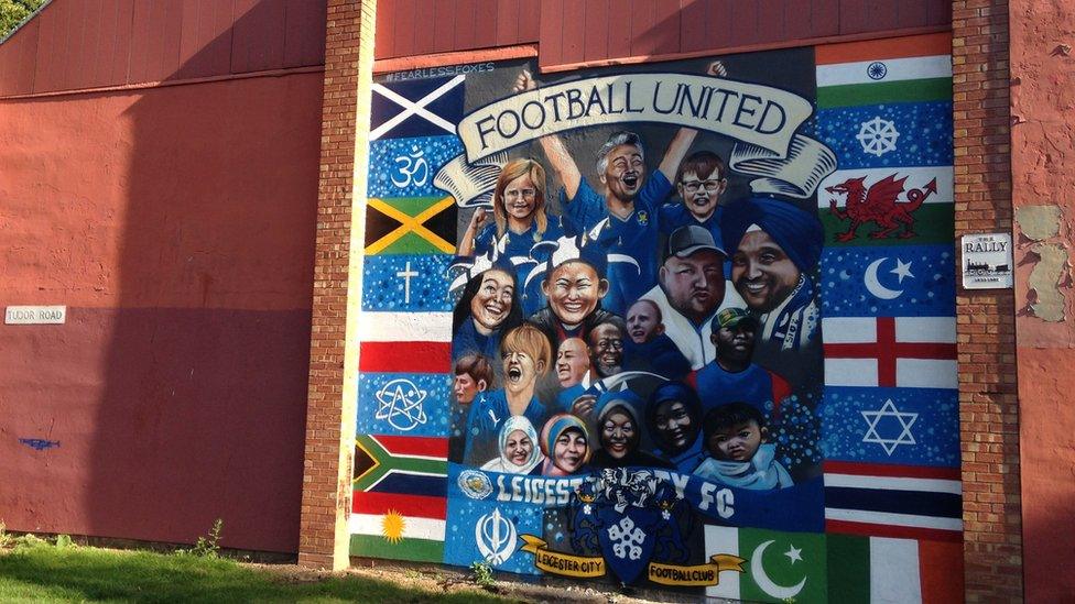 Leicester City flags street art