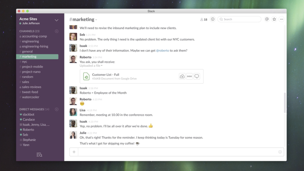 Slack screenshot