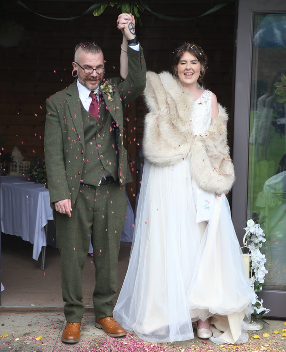 Heather and Richard Odams in an intimate hand-fasting ceremony