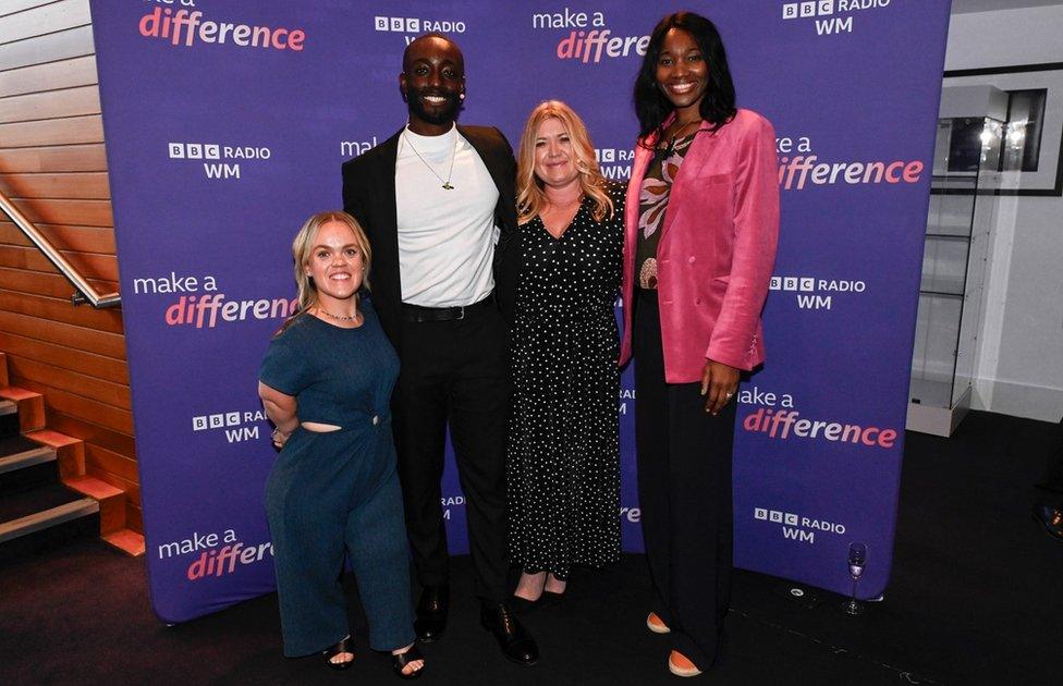 Two of the celebrity judges - Paralympic gold medallist Ellie Simmonds and netball player and Commonwealth Games gold medallist Ama Agbeze (far left and right) - pictured with presenters Rakeem Omar and Kath Stanczyszyn