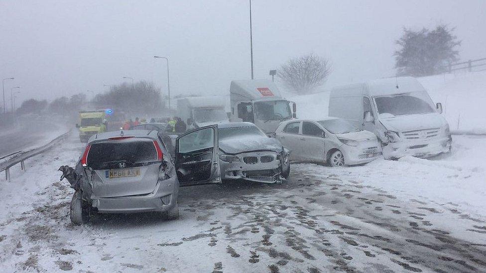 Multi-vehicle crash on M66