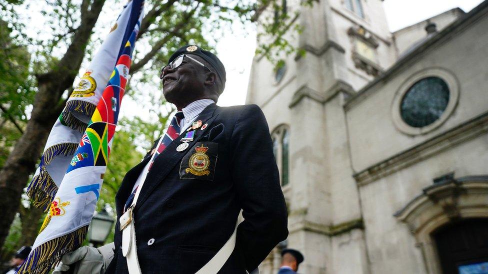 Guard of honour outside church