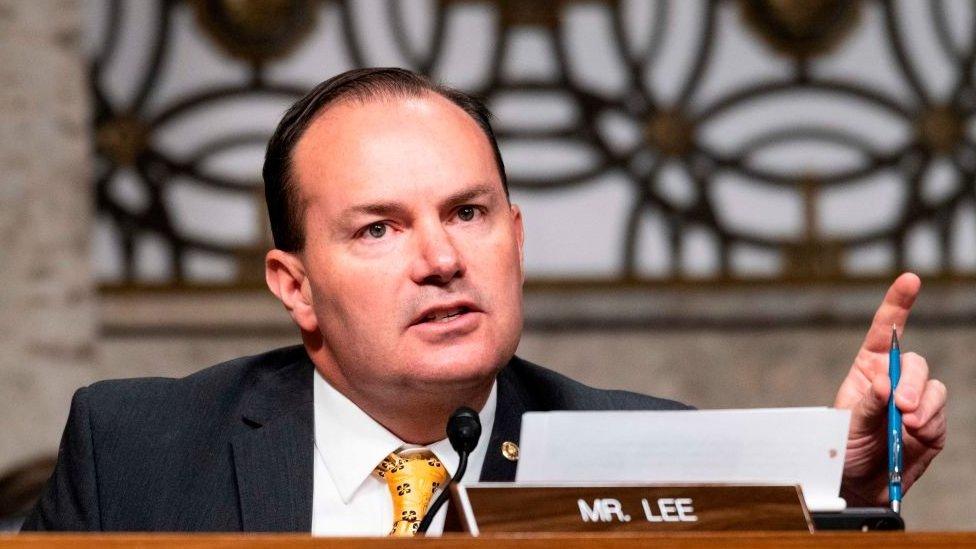 Mr Lee speaks during a tech hearing