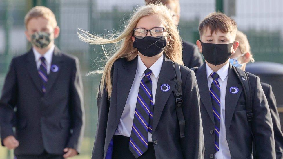 Pupils in masks