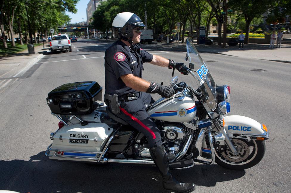 Canadian policeman on a bike