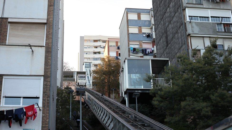 Cuitat Meridiana is built on the steep hills surrounding Barcelona, with a funicular running through it)