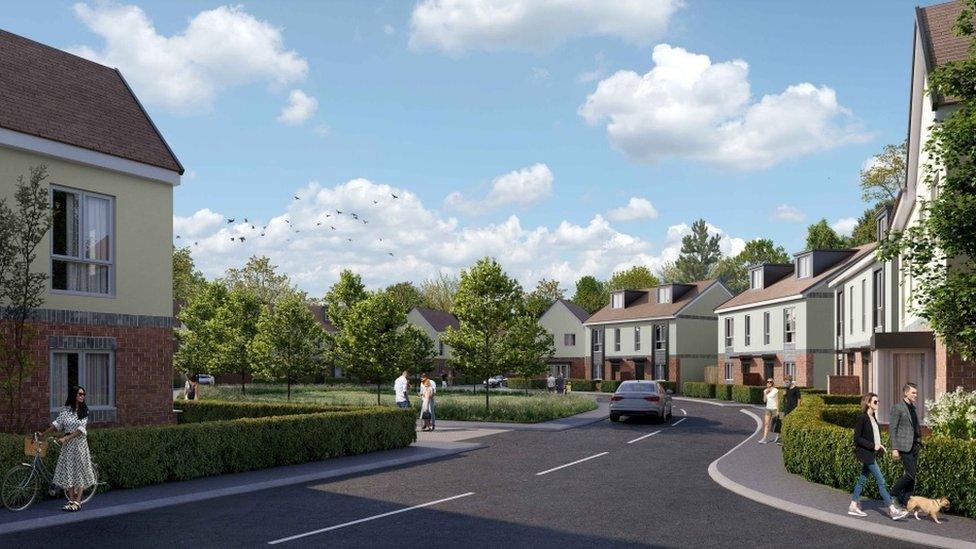 Artists impression of housing scheme in Burgess Hill