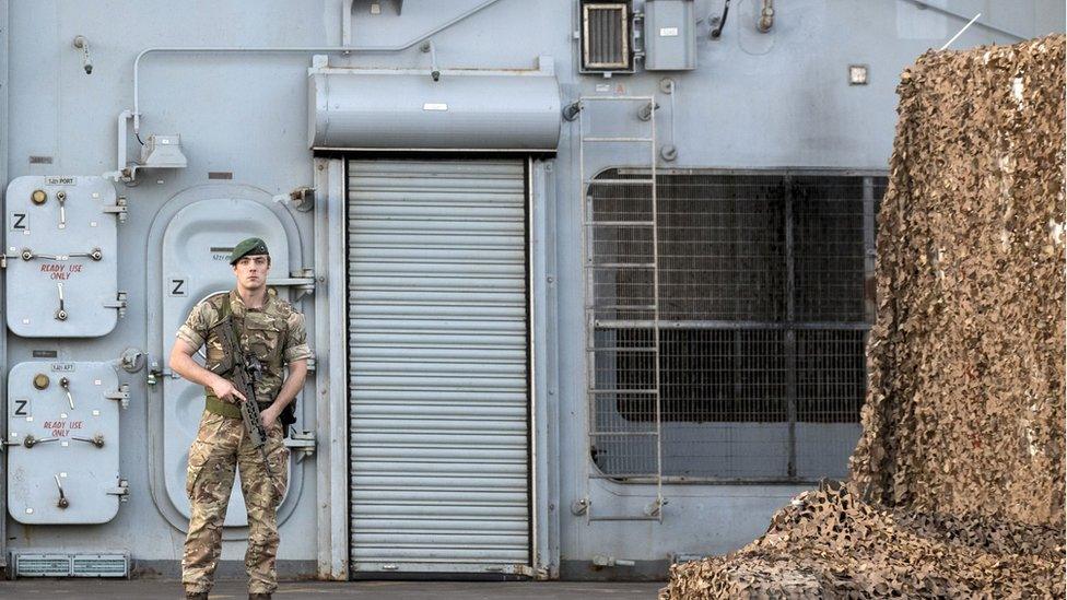 Royal Navy member on HMS Bulwark in Haifa, Israel in 2016