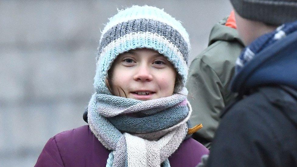 Greta Thunberg at a Fridays for Future march on her birthday, 3 January