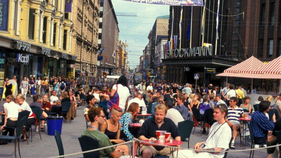 Street cafes in Helsinki, Finland