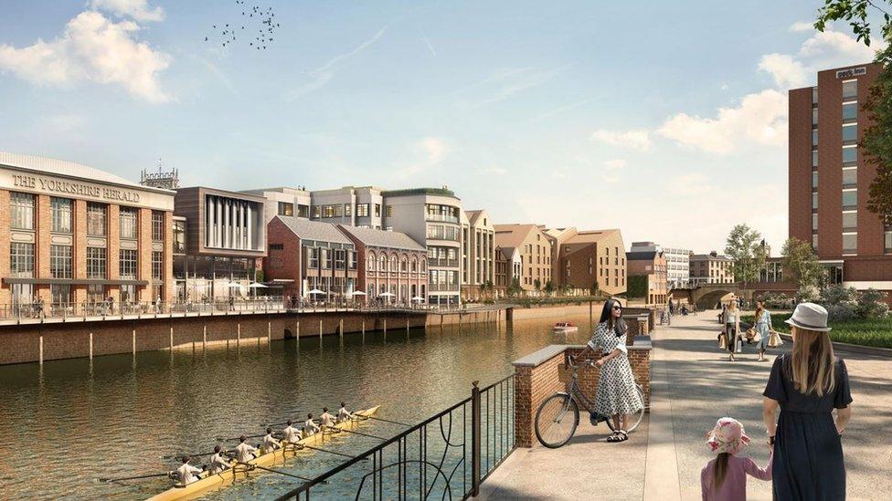 CGI of new riverside walkway as seen from the other side of the river