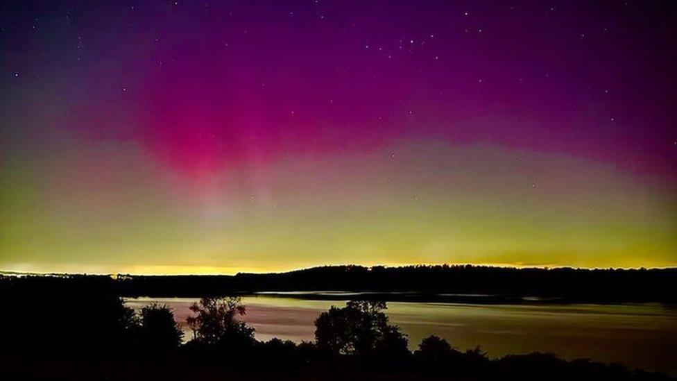 Northern lights over Rutland Water