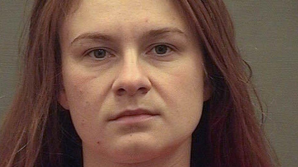 Maria Butina appears in a police booking photograph released by the Alexandria Sheriff's Office in Alexandria, Virginia, August 18 2018