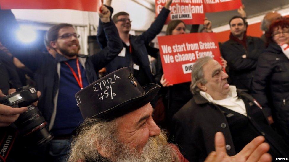 Syriza supporters at party headquarters, January 2015