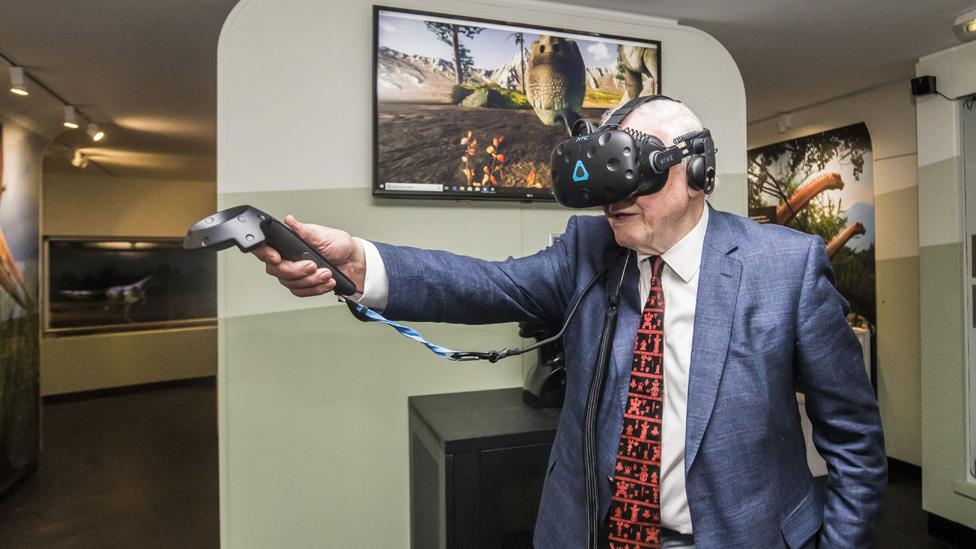 Sir David Attenborough with VR headset