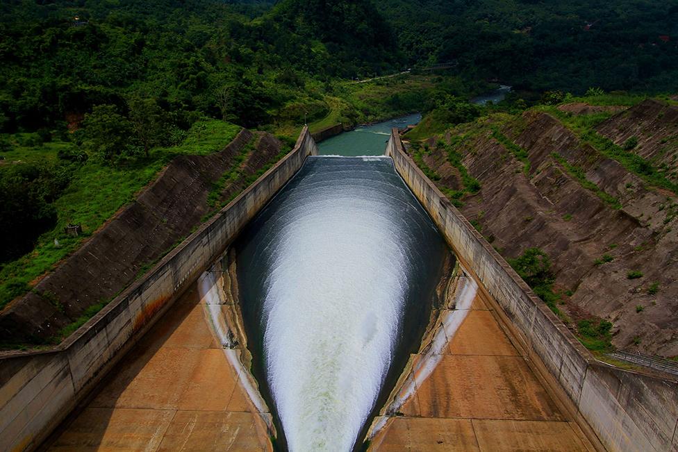 The sluice gate of the Jatigede Dam, in Sumedang, West Java, Indonesia