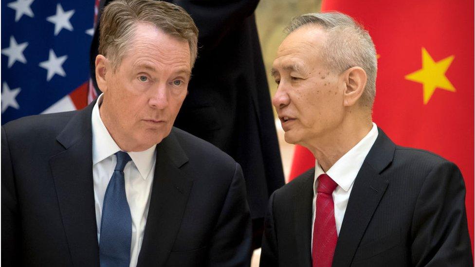 US trade representative Robert Lighthizer, China's Vice Premier Liu He