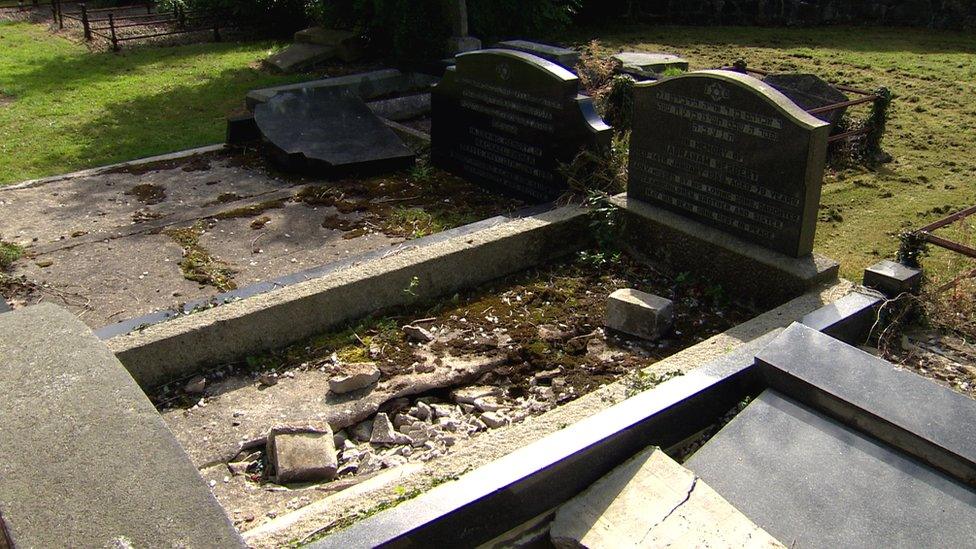 Damaged headstones