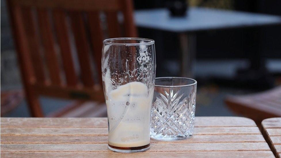 Empty glasses in Edinburgh's Grassmarket