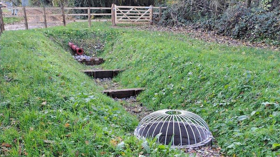 The water recycling centre at Fovant is one of four sites in the east of Wiltshire where bio-swales have been created to improve the quality of storm water arriving at the site