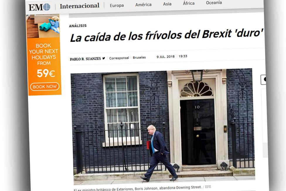 Screengrab of Spanish website El Mundo