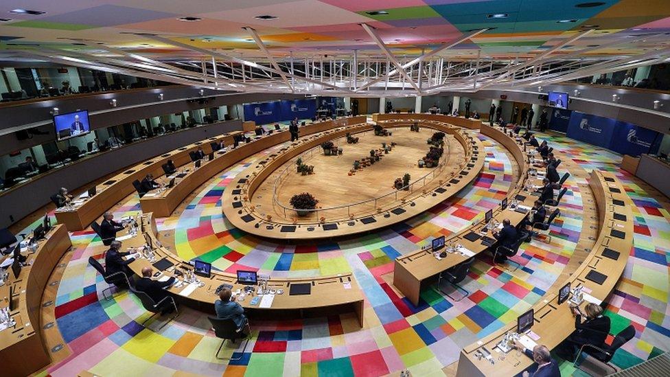 European heads of States and government attend the round table of a two-days face-to-face European Council summit, in Brussels, Belgium, 15 October 2020