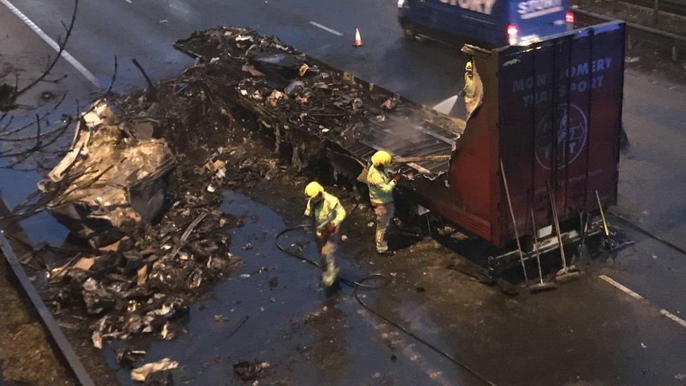 burnt out lorry