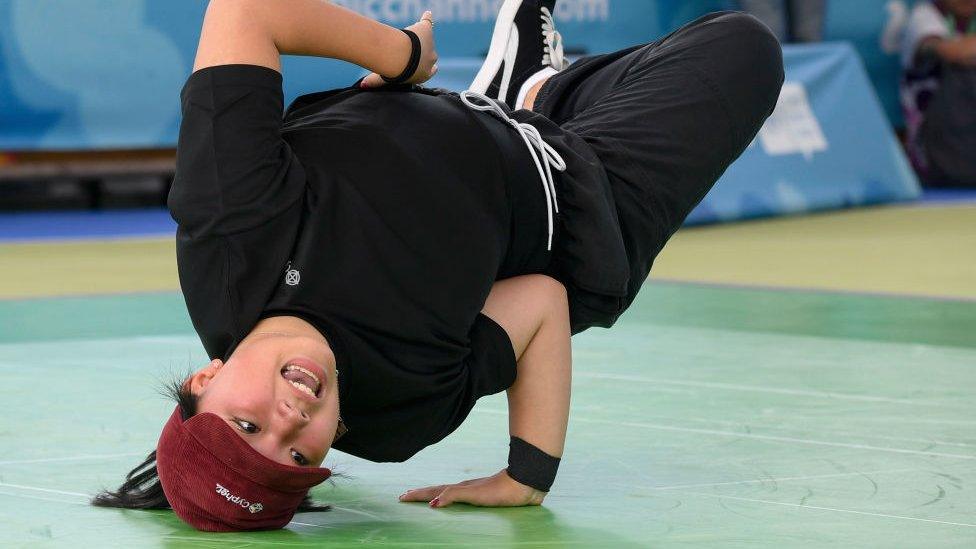 Japan's b-girl Ram during a battle at the Youth Olympic Games in Buenos Aires