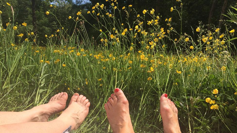 feet up by the ponds