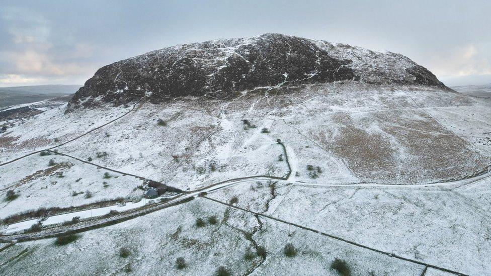 Snow on Slemish mountain