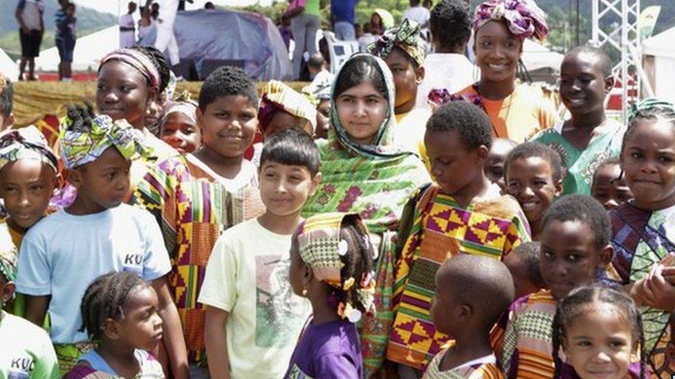 Pakistani schoolgirl activist Malala Yousafzai in Port of Spain