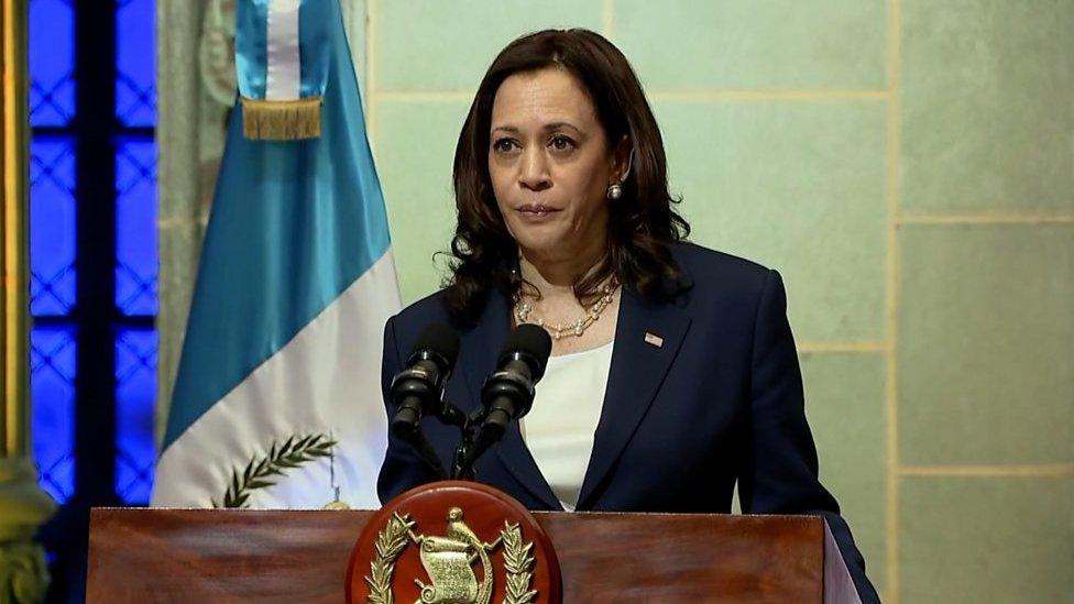 Kamala Harris speaking in Guatemala