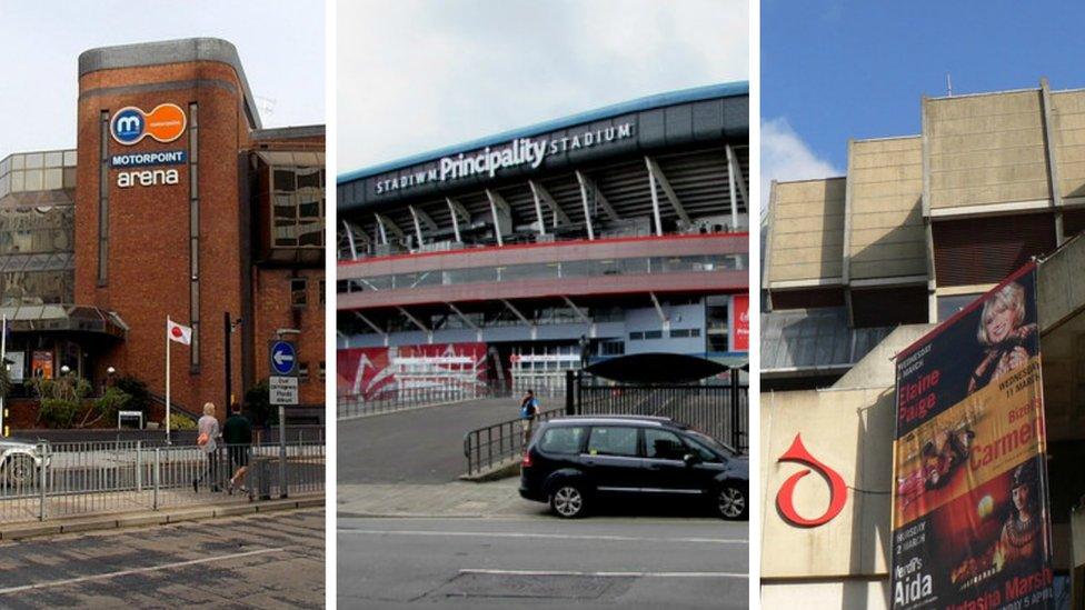 The Motorpoint Arena, Principality Stadium and St David's Hall