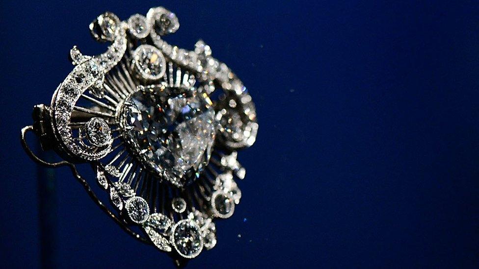 The Cullinan V brooch on display in the Diamonds: A Jubilee Celebration exhibition which forms part of the summer opening of Buckingham Palace on June 28, 2012 in London, England.