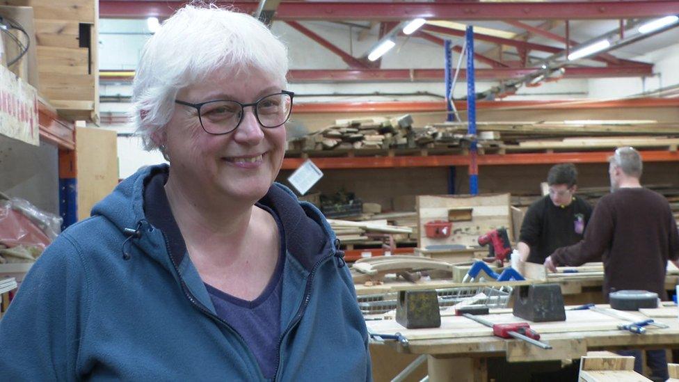 Karen Davies in her factory