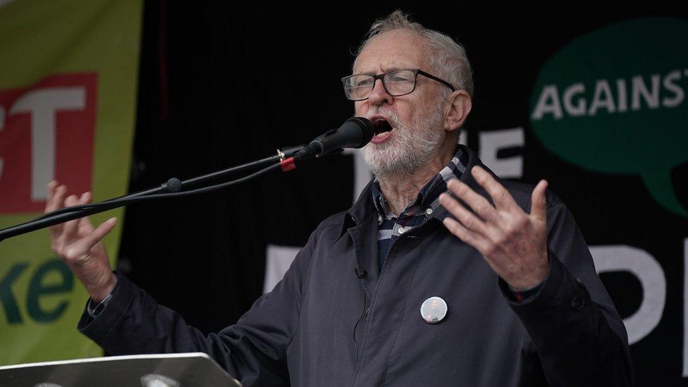 Jeremy Corbyn at protest