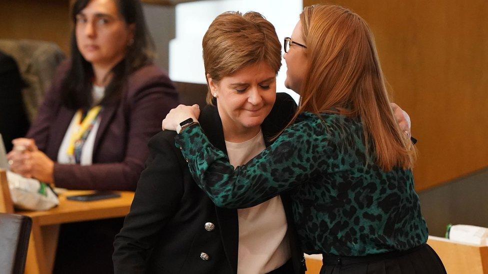 Nicola Sturgeon is greeted by Shirley-Ann Somerville