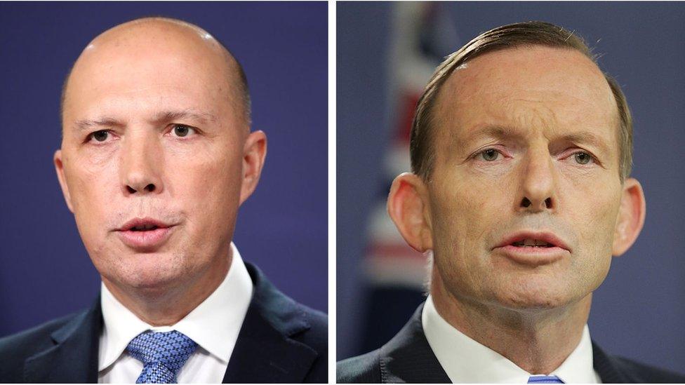 Peter Dutton (L) and Tony Abbott (R)