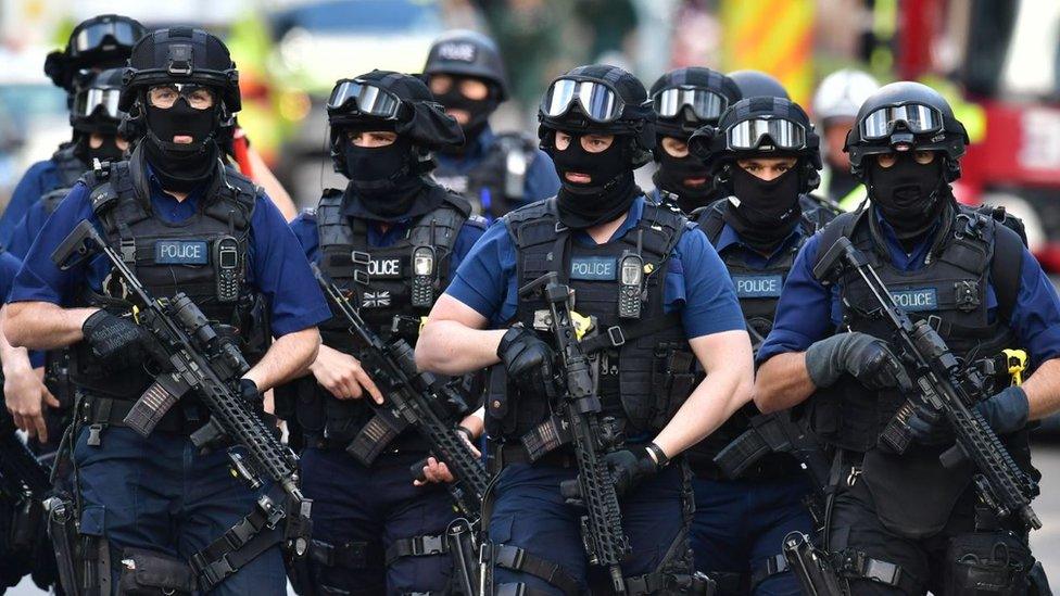 Armed police on the streets of London