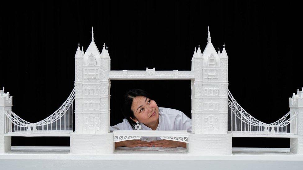 Michelle Wibowo and her sugar Tower Bridge