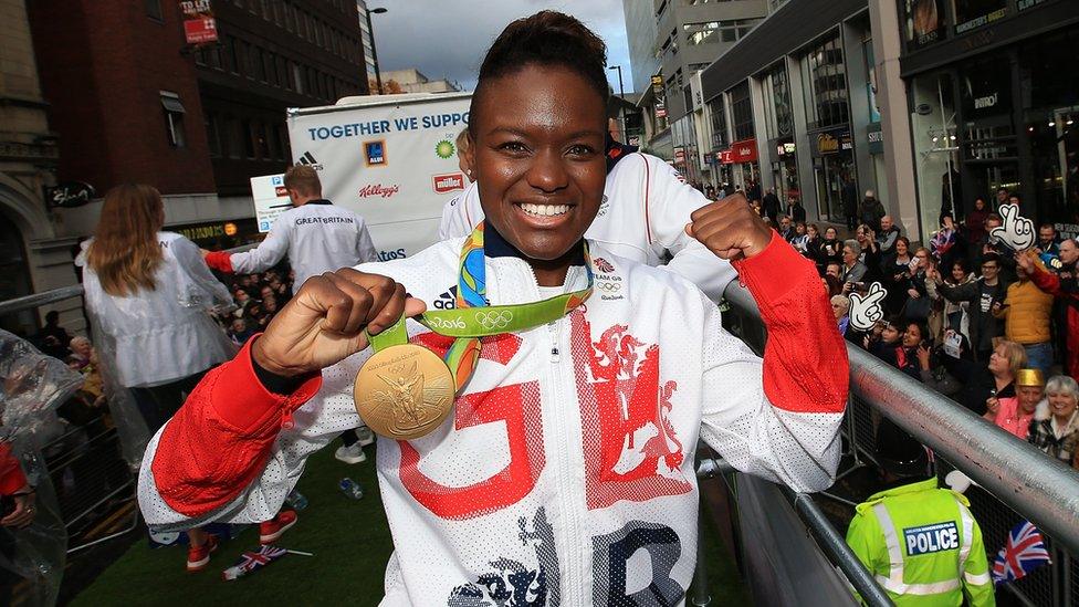 Boxer, Nicola Adams poses with her gold medal