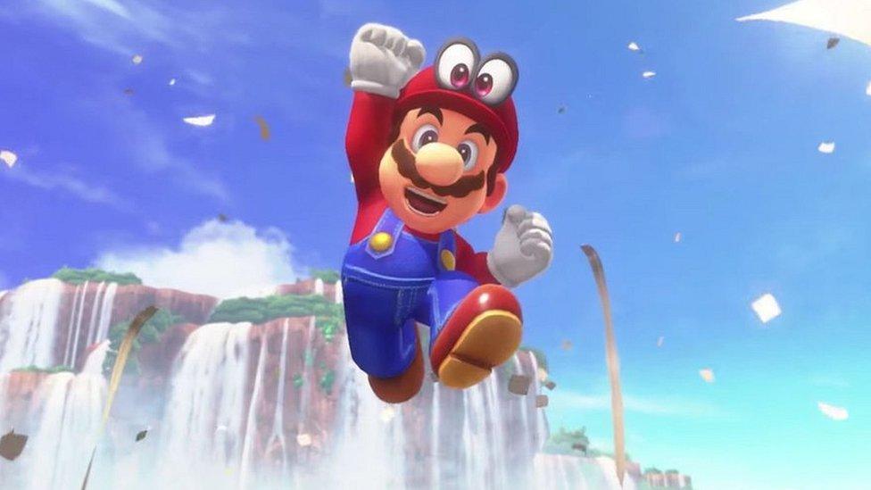 Mario jumps for joy