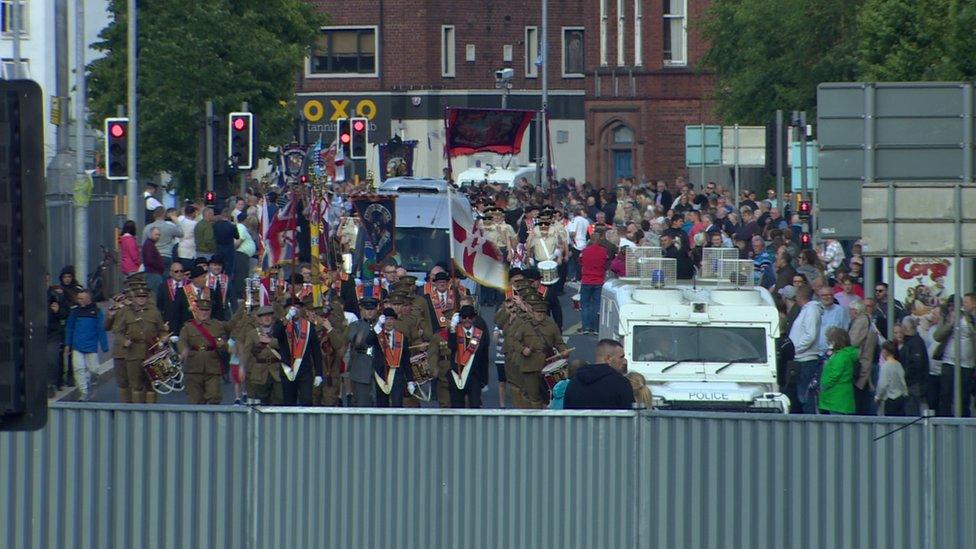 The parade making its way along the Albertbridge Road