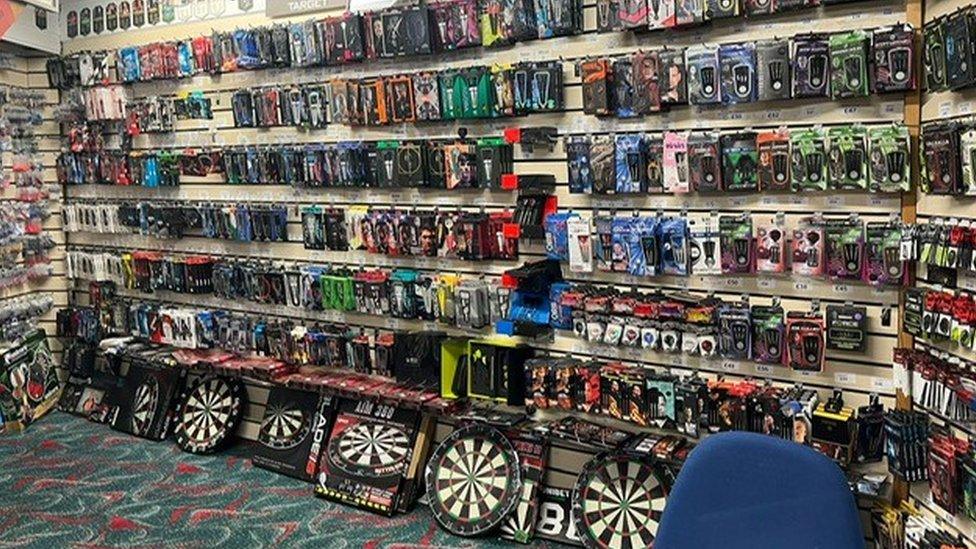 Inside St Helens Darts Shop