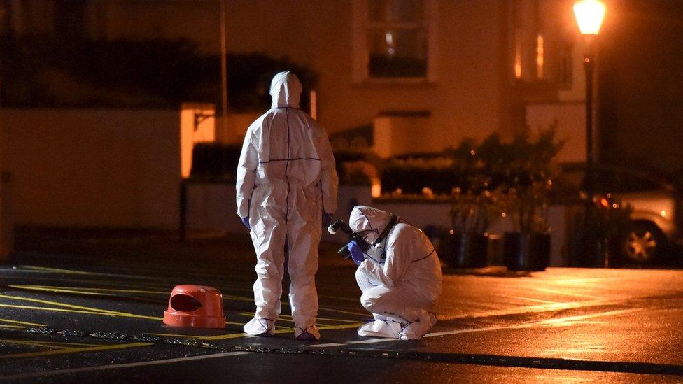 Forensic officers at scene of shooting