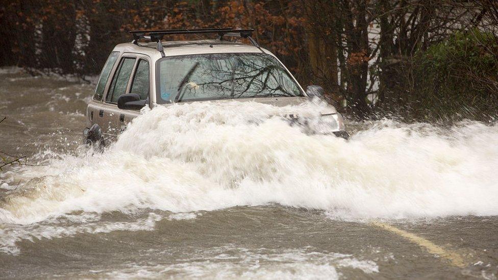 Car in flood water