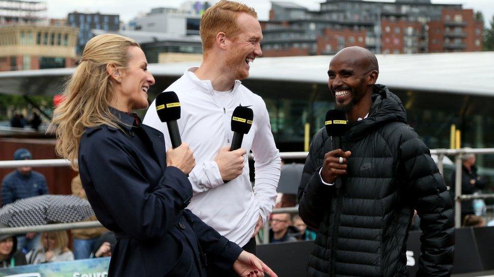 Gabby Logan, Greg Rutherford and Mo Farah chat on BBC TV