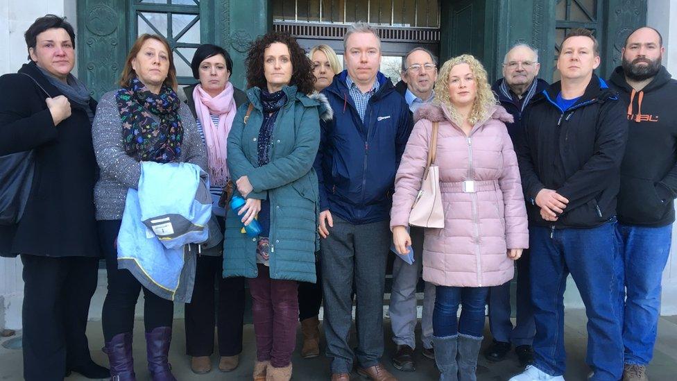 Tonia Antoniazzi and parents from Craigcefnparc after the cabinet decision to close the village primary school