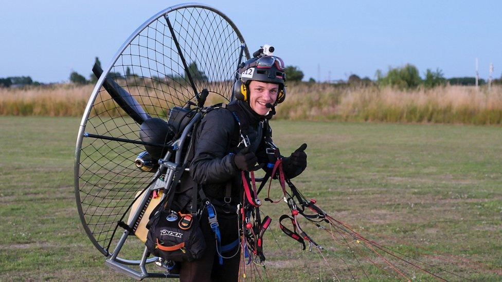 Daniel Jones with his paramotor