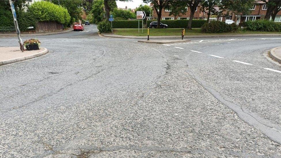 Roundabout road surface in Hornsea